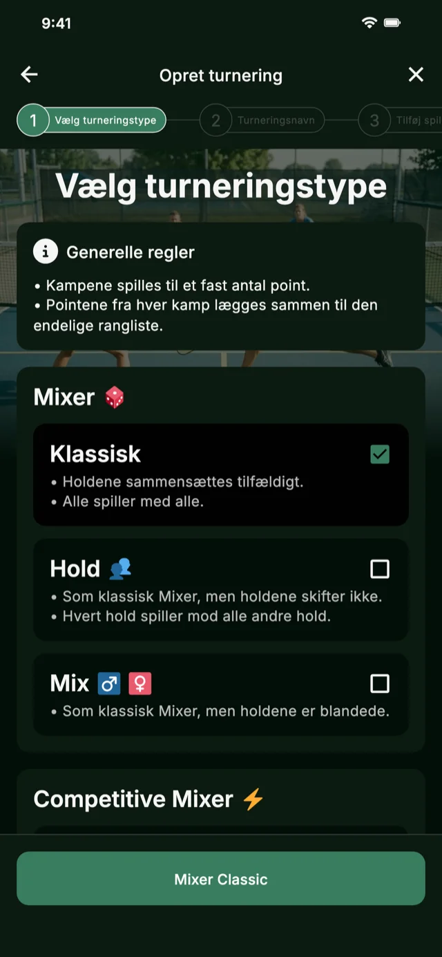 Valg af pickleball turneringsformat for Mixer og Competitive Mixer