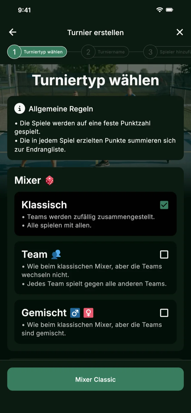 Pickleball-Turnierformat-Auswahl für Mixer und Competitive Mixer