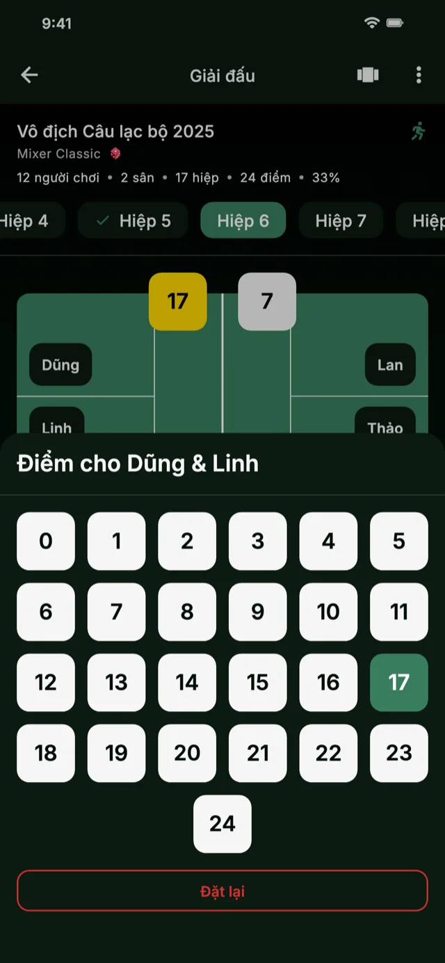 Ảnh chụp màn hình ứng dụng hiển thị nhập điểm